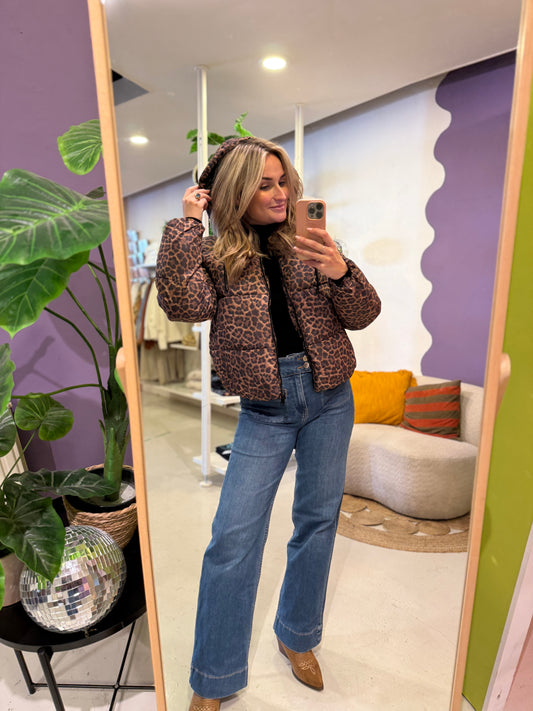 Tijgerprint winterjas bomber met capuchon