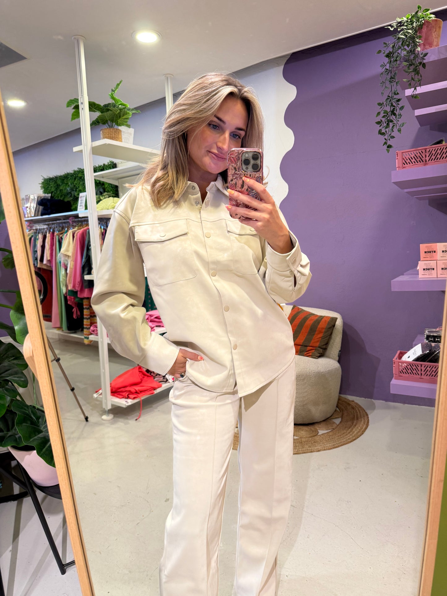 Relaxed Fit Shirt met leather look