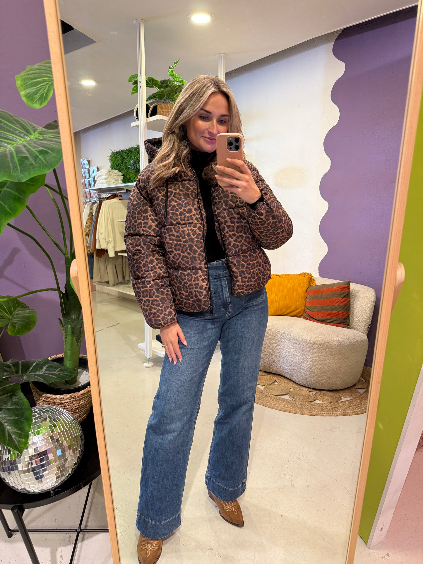Tijgerprint winterjas bomber met capuchon