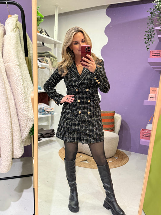 Tweed Blazer dress zwart