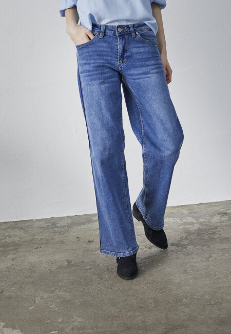 Low rise rechte jeans mid blue wash navy