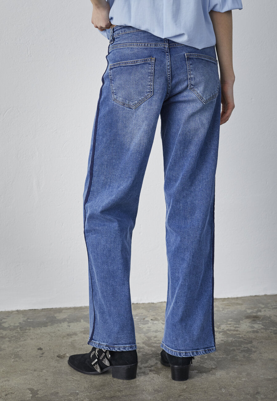 Low rise rechte jeans mid blue wash navy