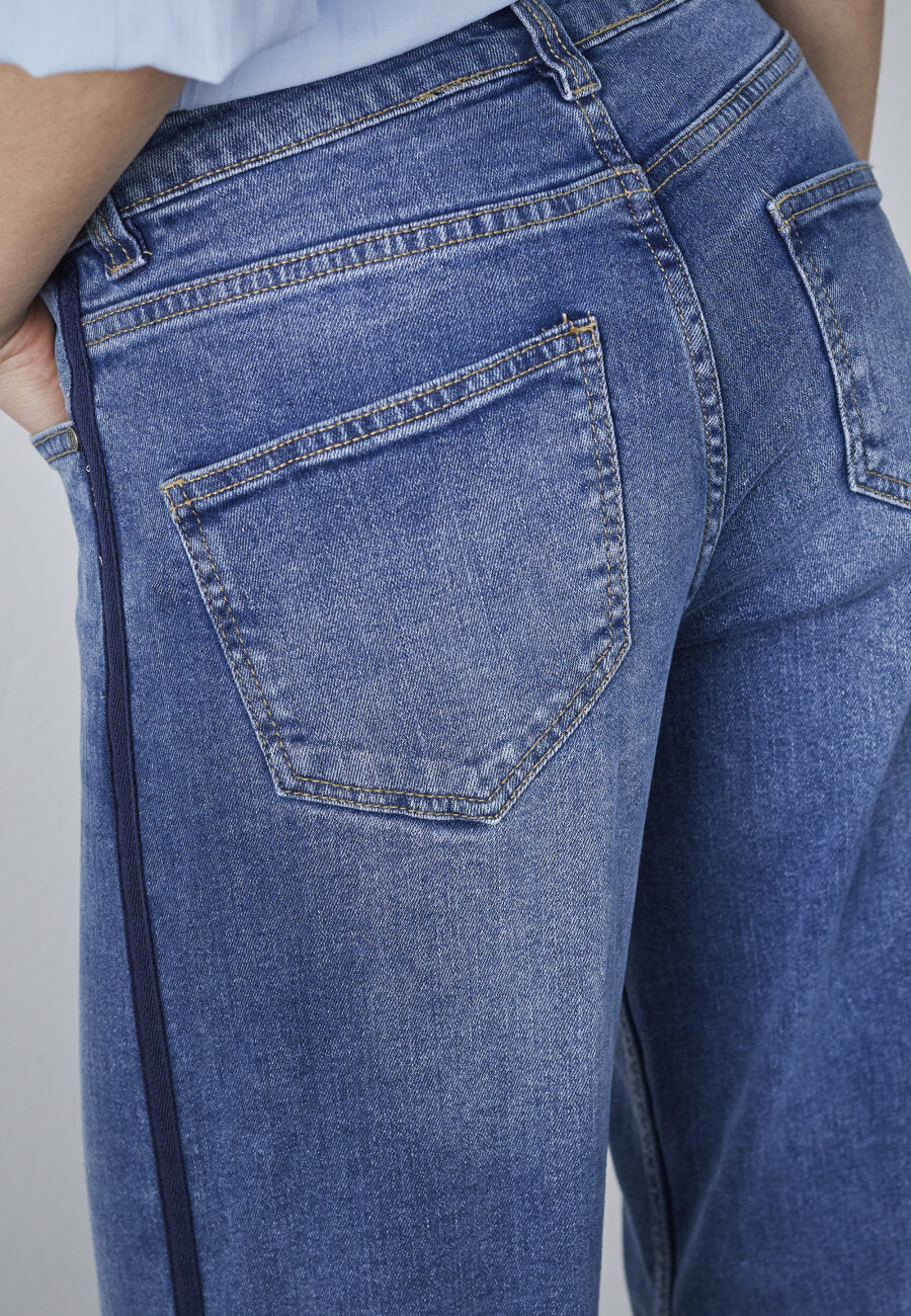 Low rise rechte jeans mid blue wash navy