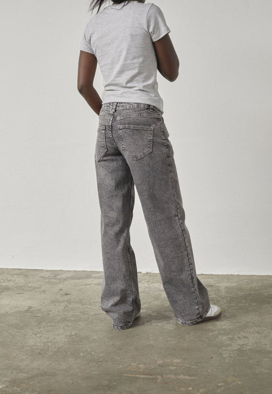 Low rise rechte jeans light grey