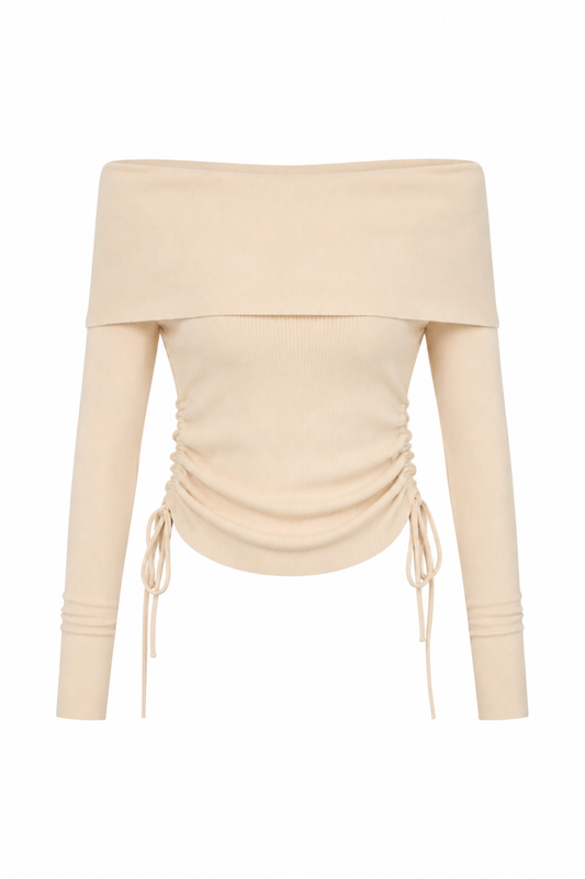 Off shoulder longsleeve beige