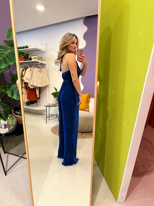 Jumpsuit plissé blauw