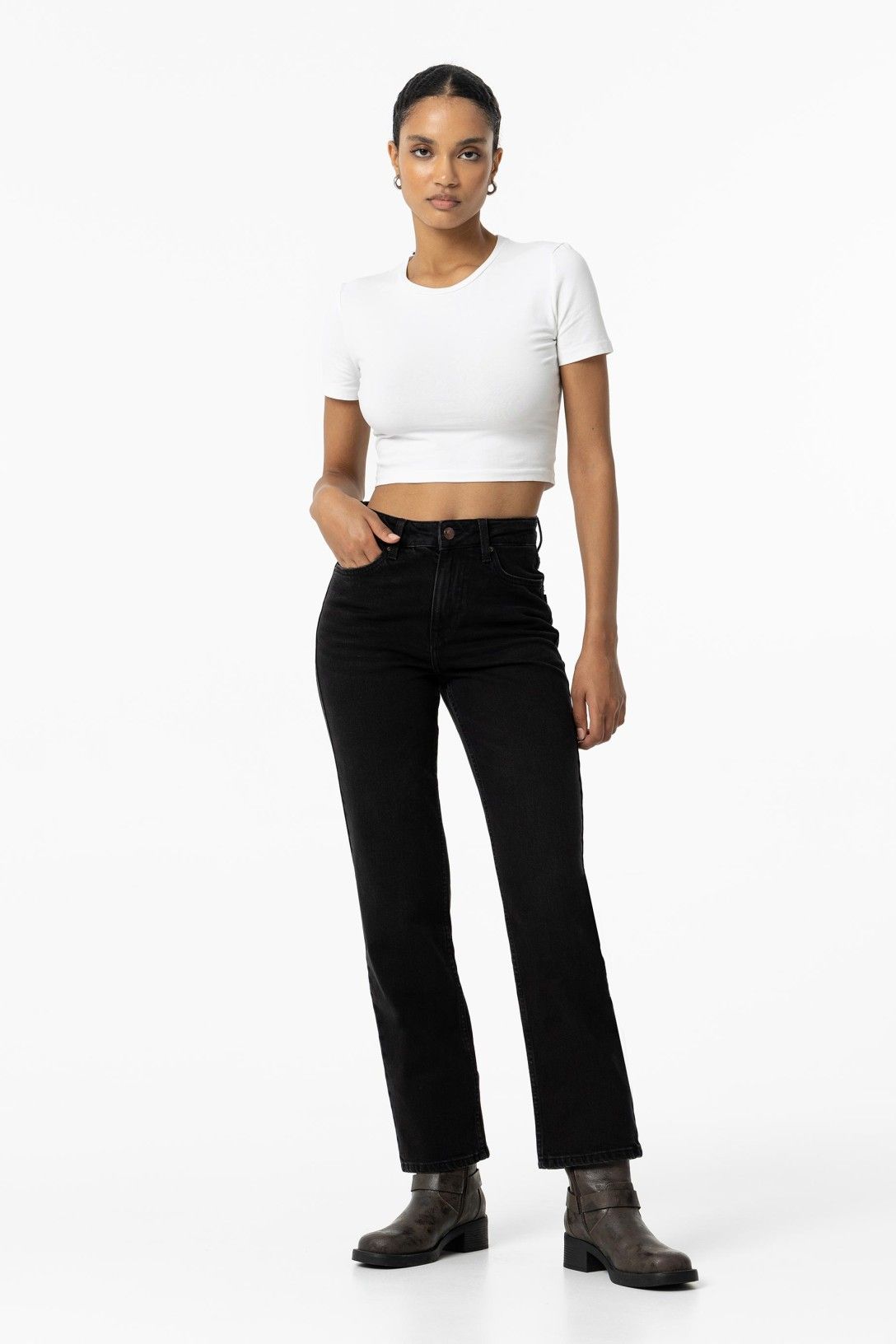 High wasted jeans AMY straight black 57