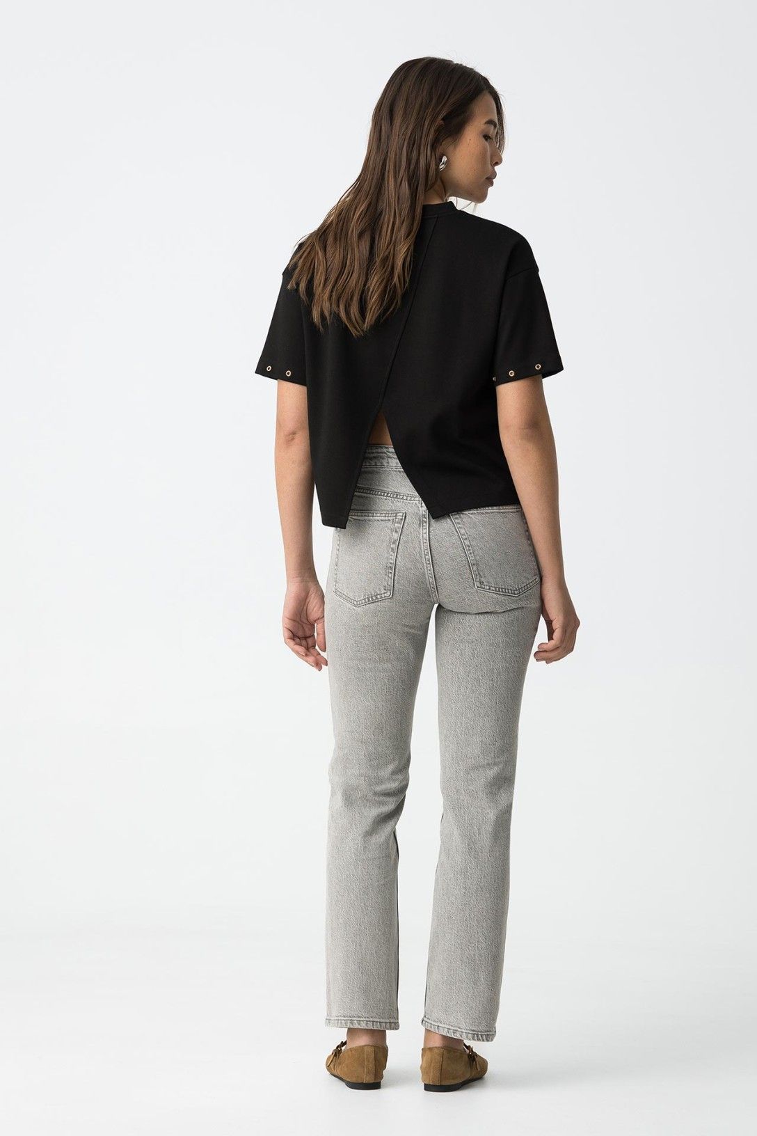 High wasted jeans AMY straight grey 70