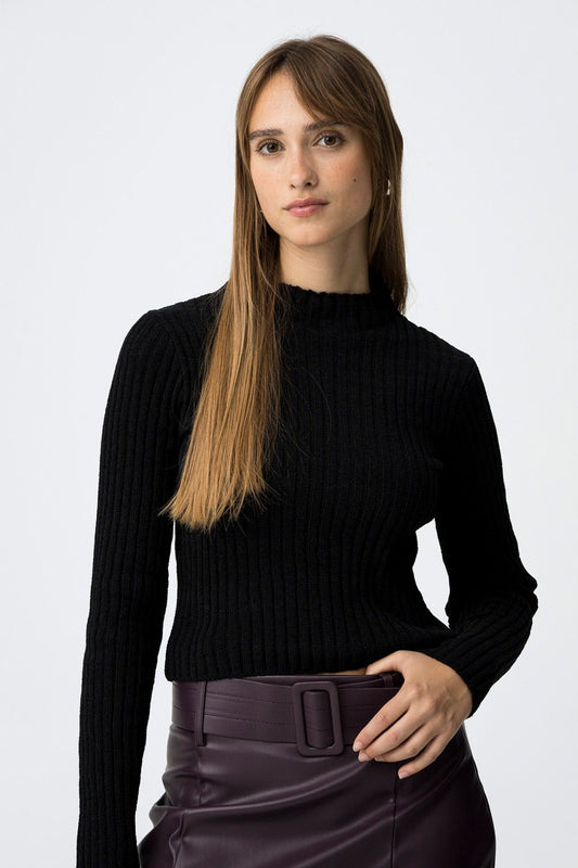 Longsleeve met rib zwart