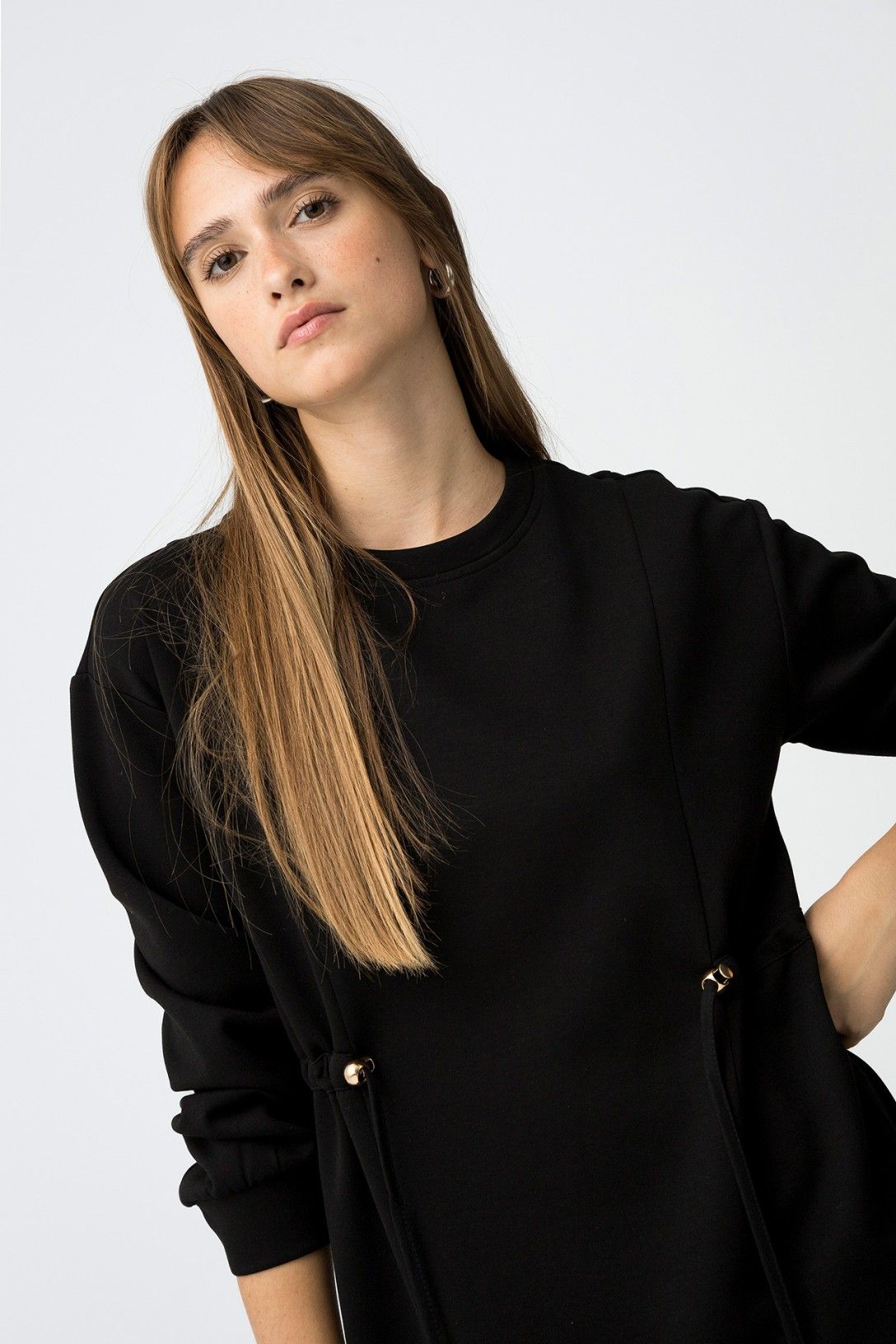 Korte jurk met koorddetail pepper
