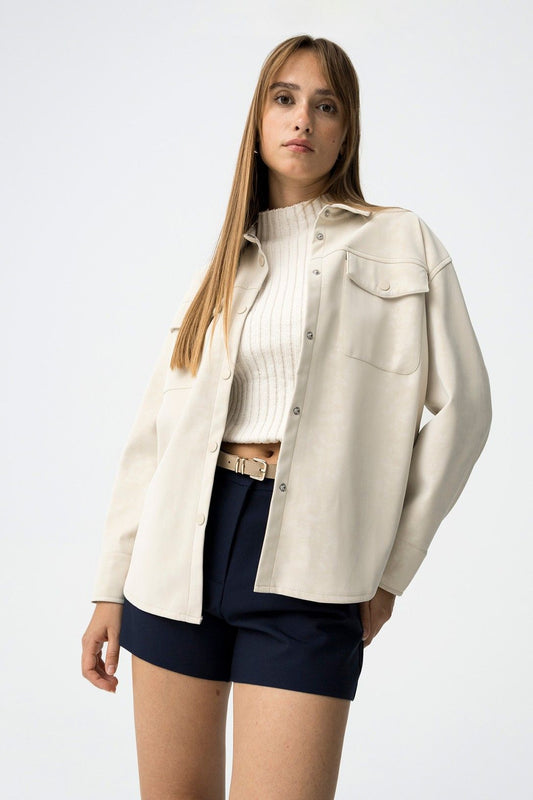 Relaxed Fit Shirt met leather look
