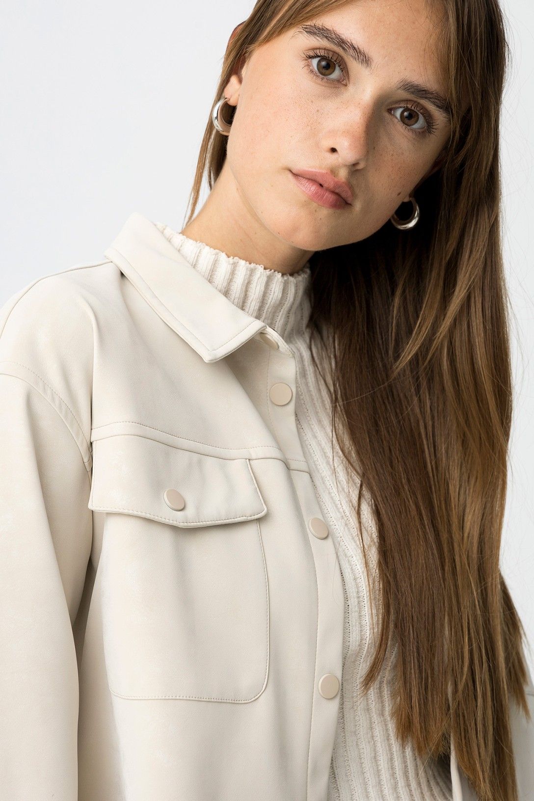 Relaxed Fit Shirt met leather look