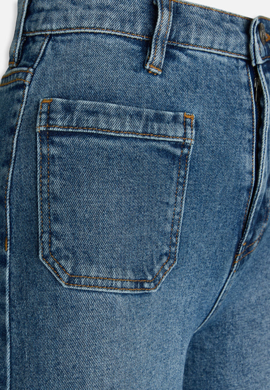 Rechte jeans met zakken highwaste