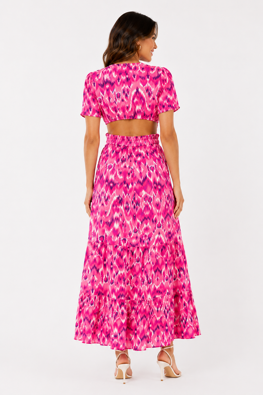 Maxi dress roze cut out