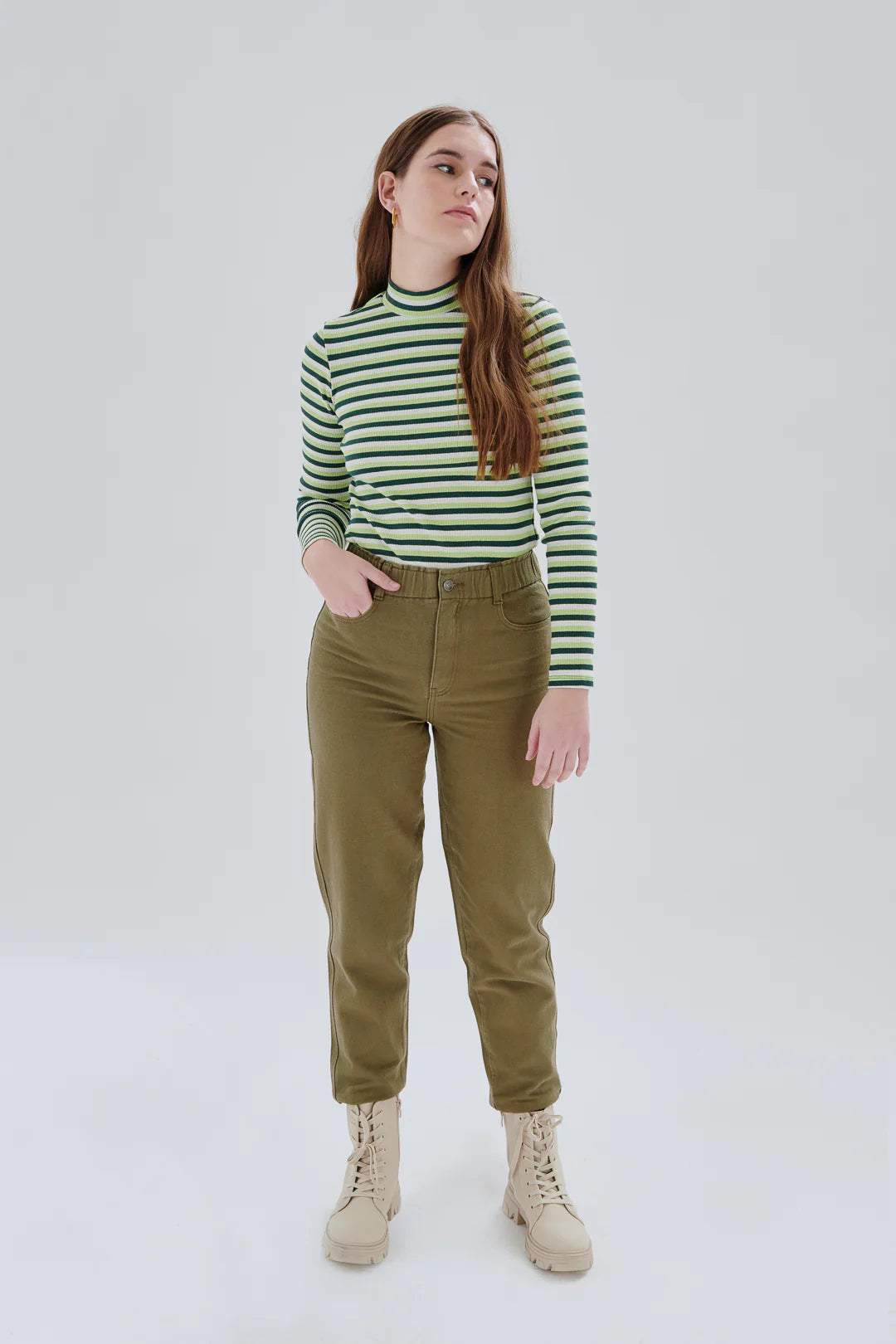 Gestreepte longsleeve groen