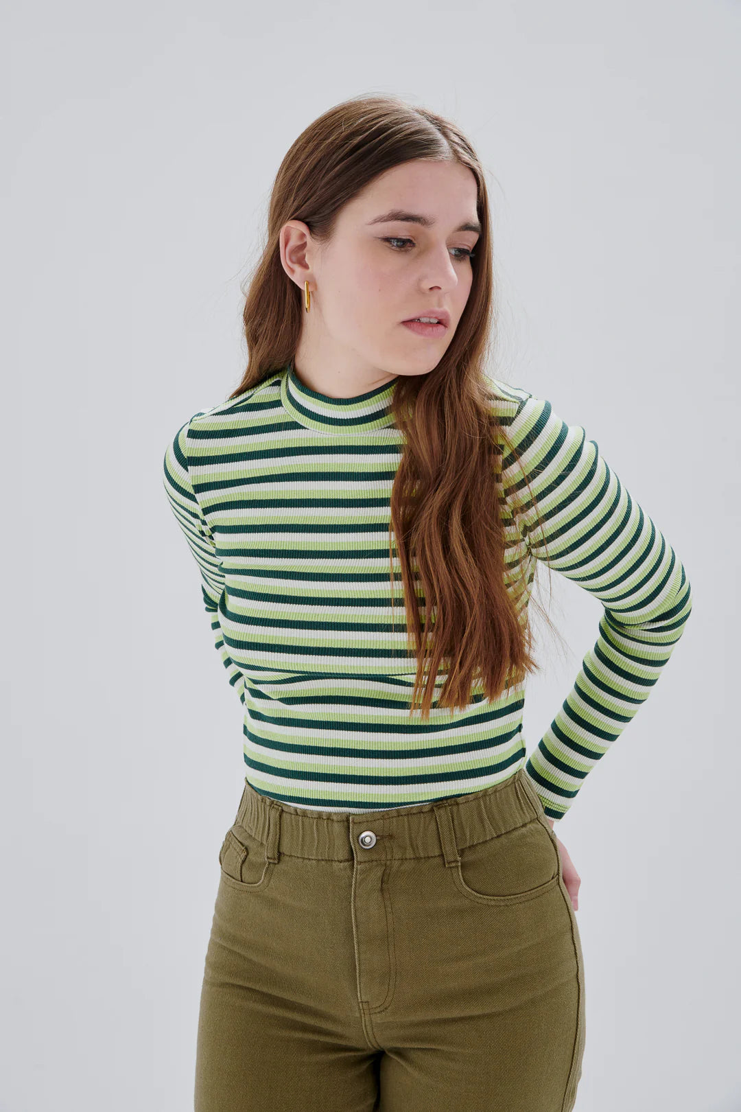 Gestreepte longsleeve groen