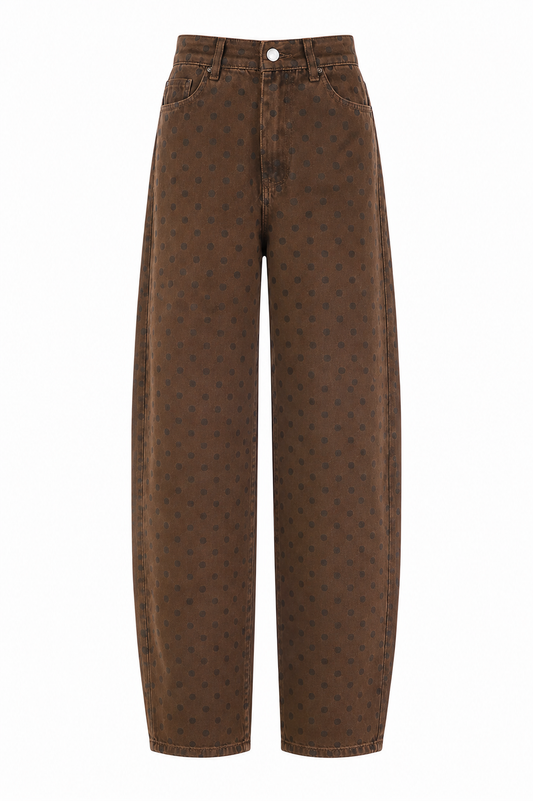 Bruine polkadot jeans