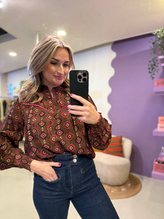 Rhodes blouse mocha brown