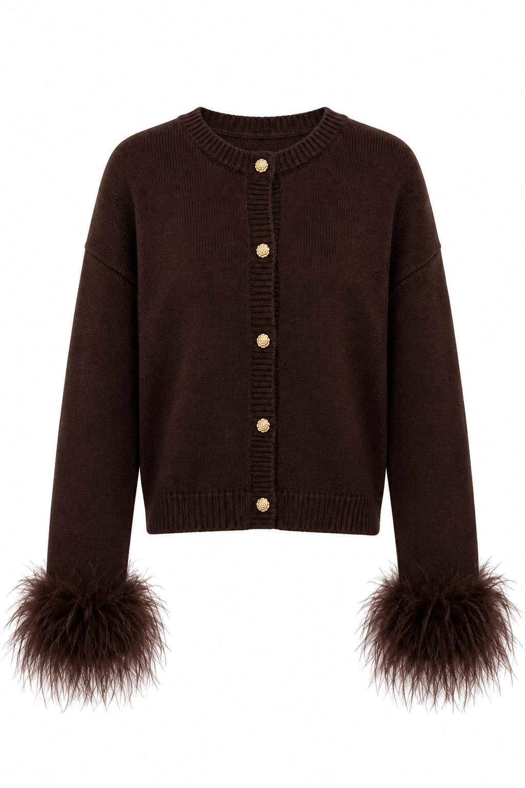 Bruin vest met fluffy mouwen