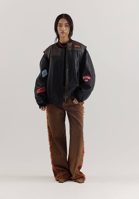 Pleuni pu leather jacket