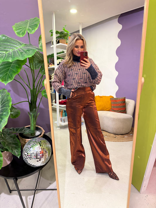 Lira knit midnight blue/begonia pink