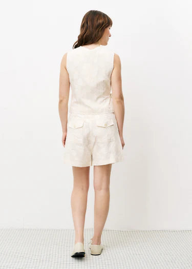 Gilet ecru met bloemen dessin
