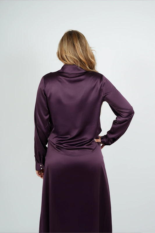 Blouse donkerpaars silky