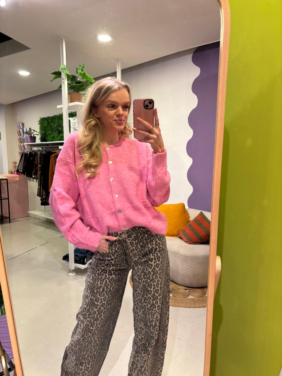 Barrel jeans leopard