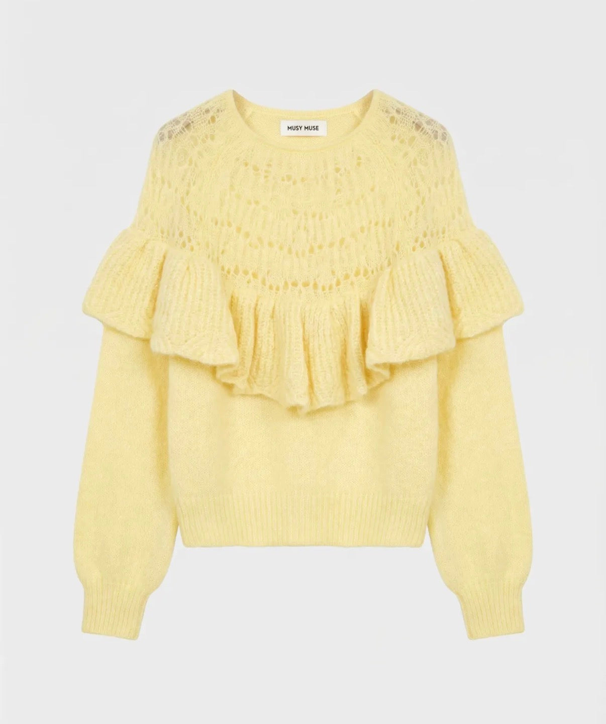 Gele trui met ruffle