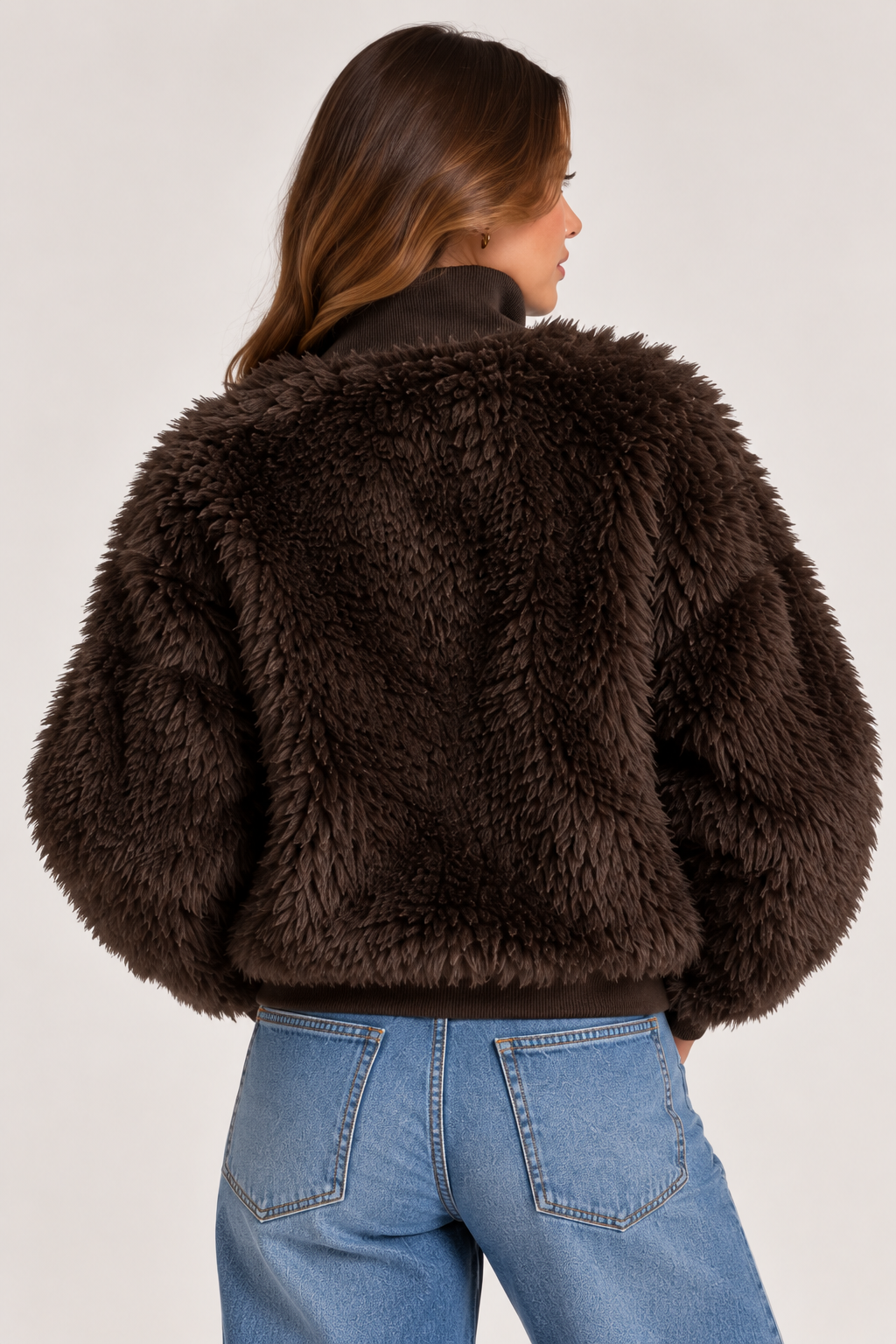 Fluffy jacket brown