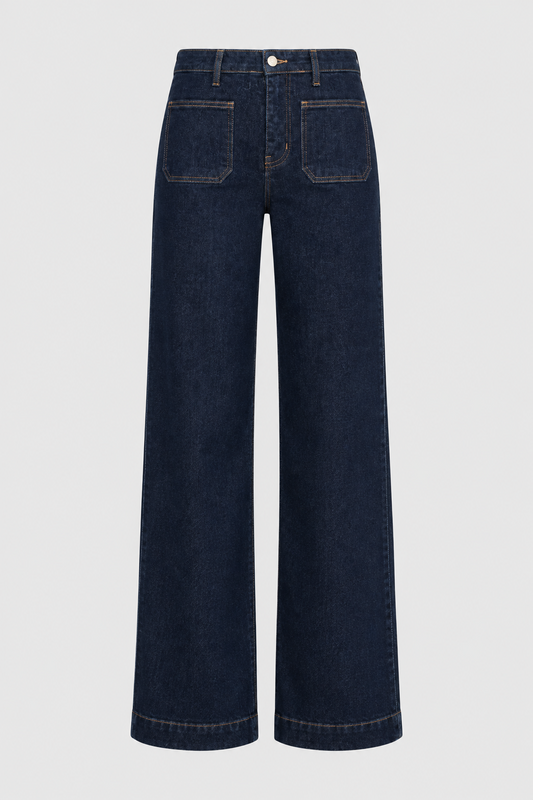 Rechte jeans donker blauw met kleine zakjes
