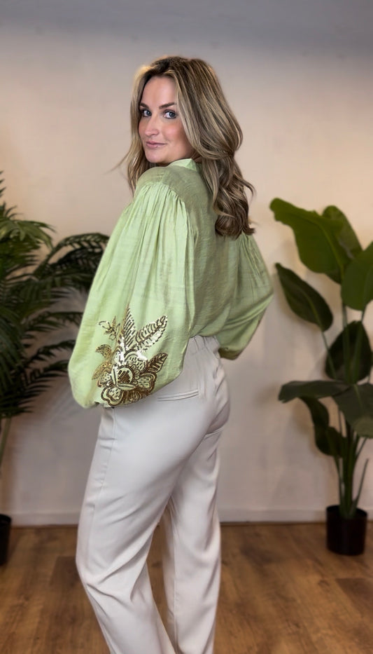 Blouse rose soft green