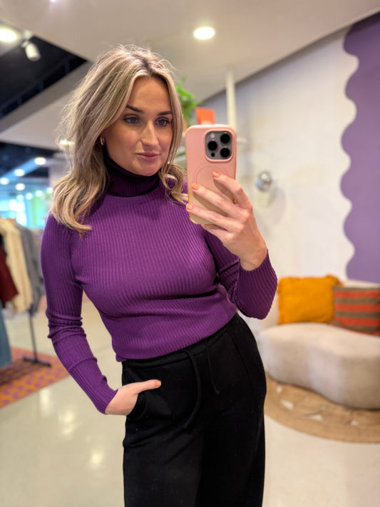 Aansluitende coltrui paars