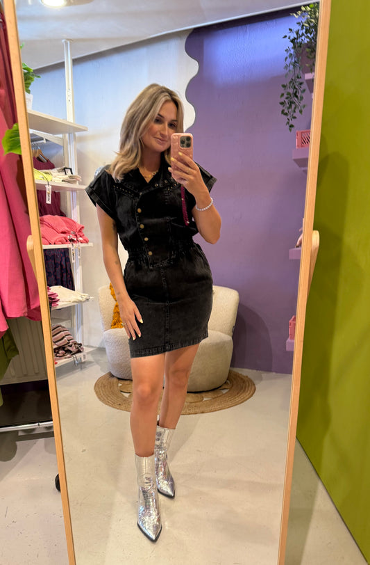 Denim dress washed black