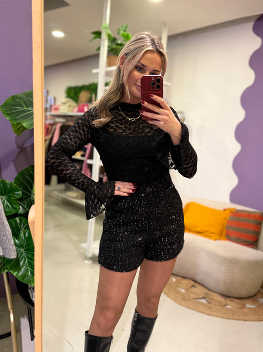 Zwart broekje met pailletten