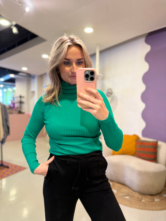 Aansluitende coltrui groen