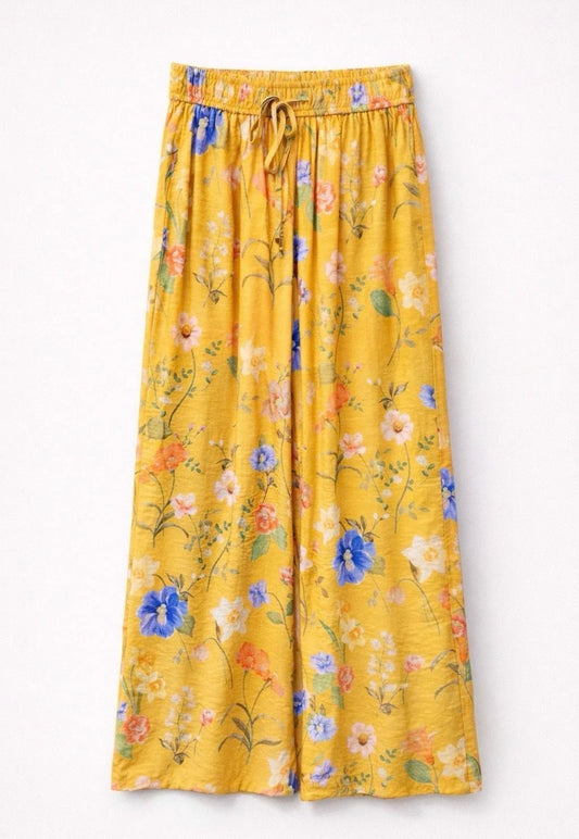 Bloemen broek geel / multicolor