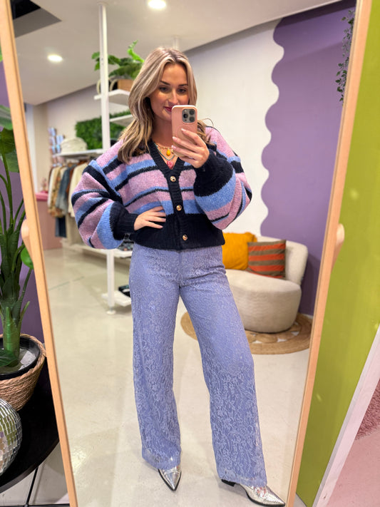 Noor cardigan stripe blue