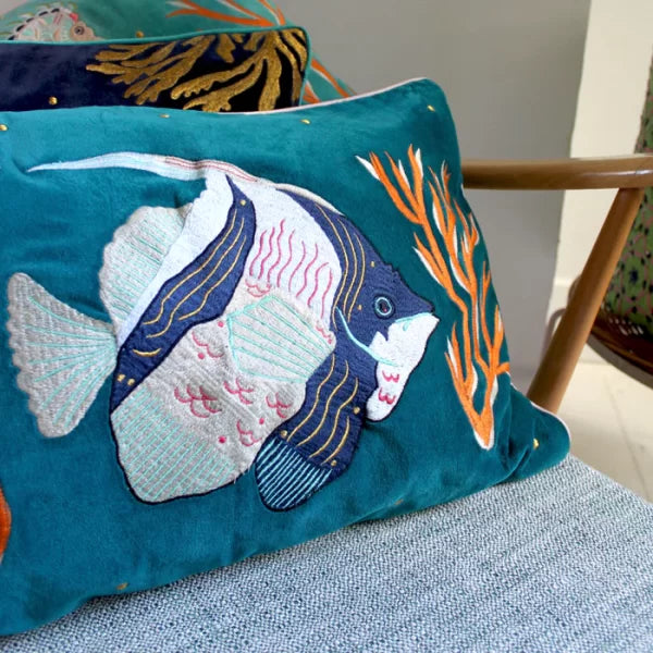 Luxe fluwelen kussen fish