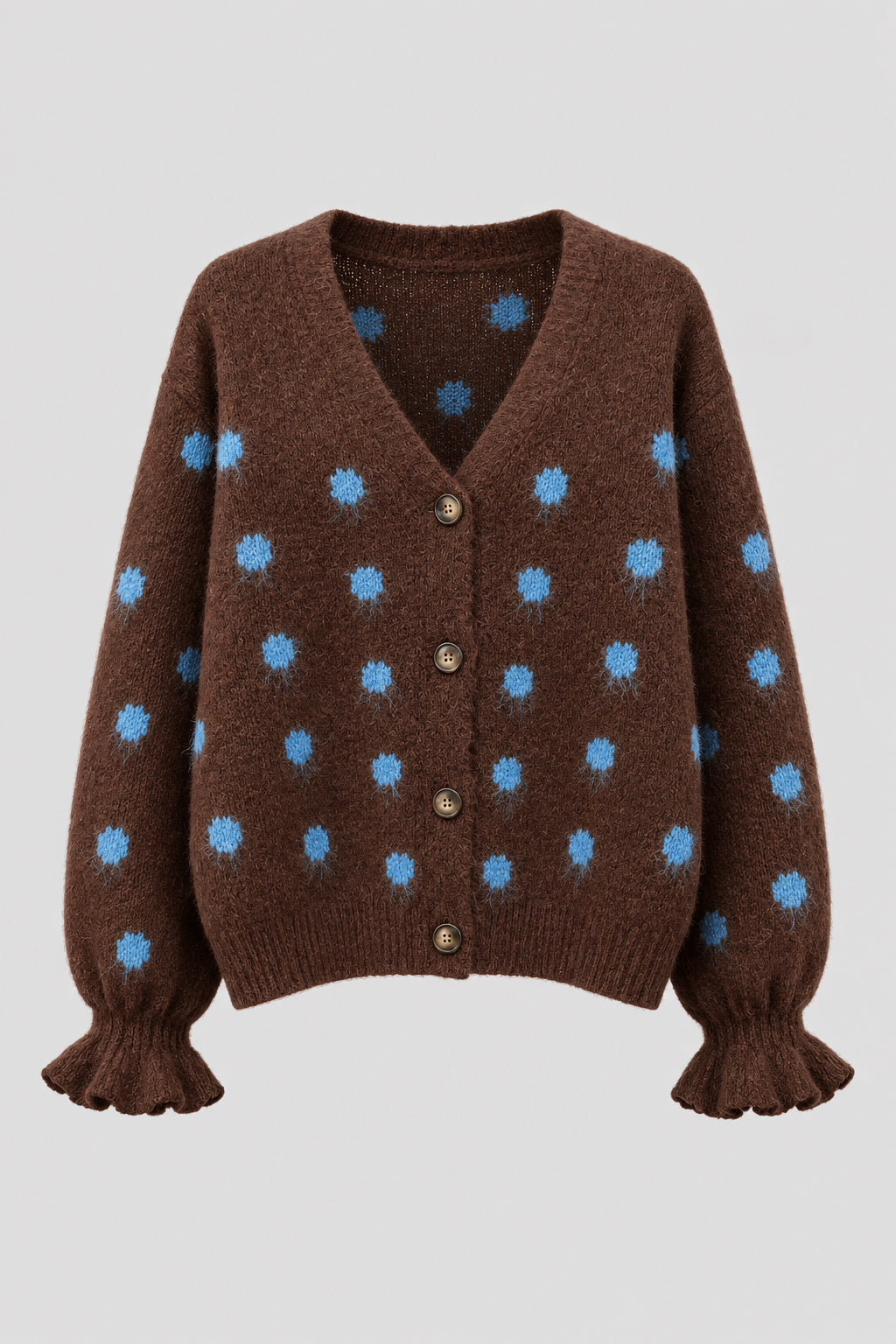 Bruin vest met blauwe polkadot