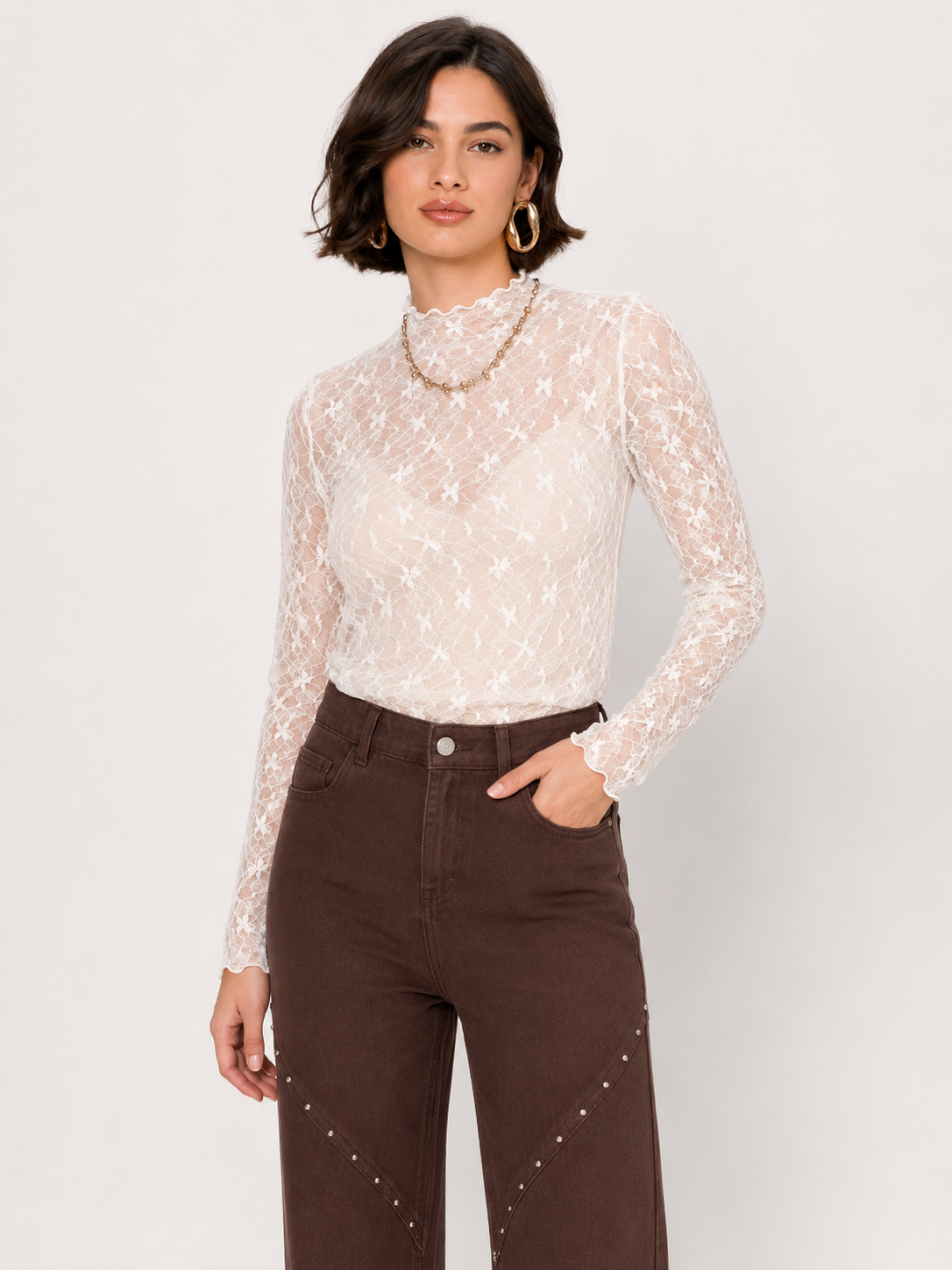 Lace longsleeve ecru