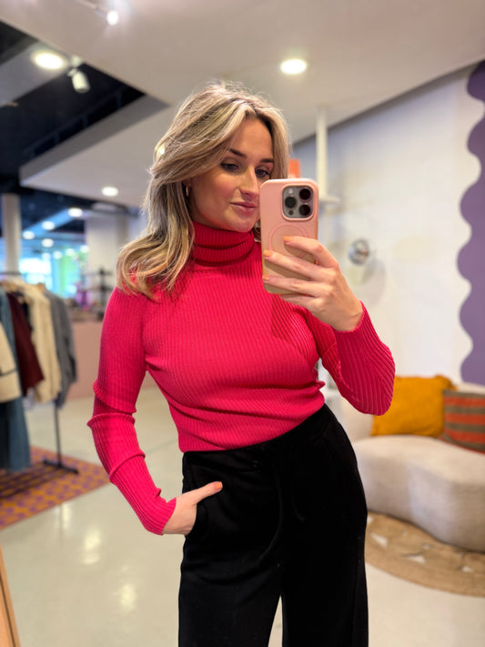 Aansluitende coltrui fuchsia