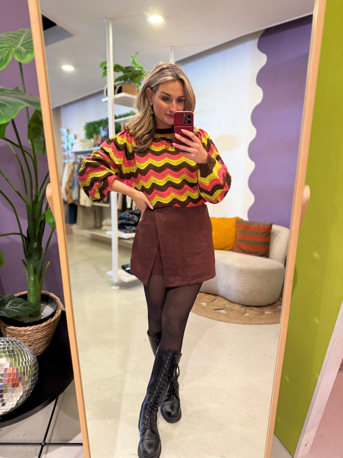 Suedine skort bordeaux