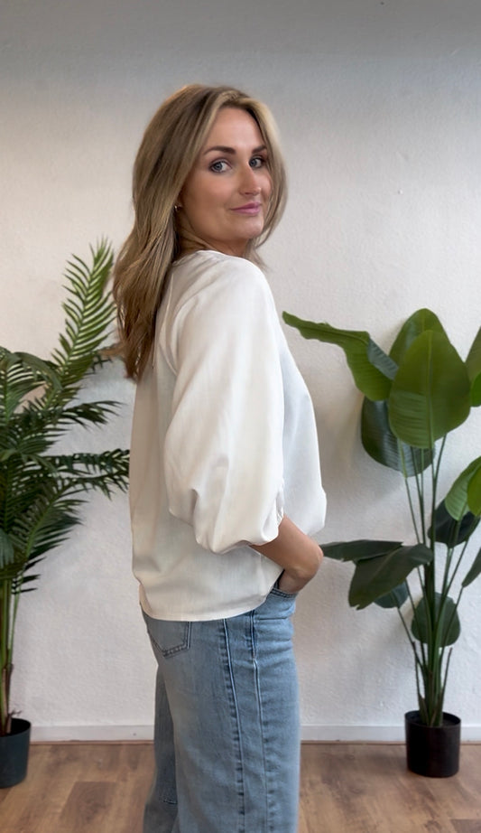 Blouse linnen mix wit