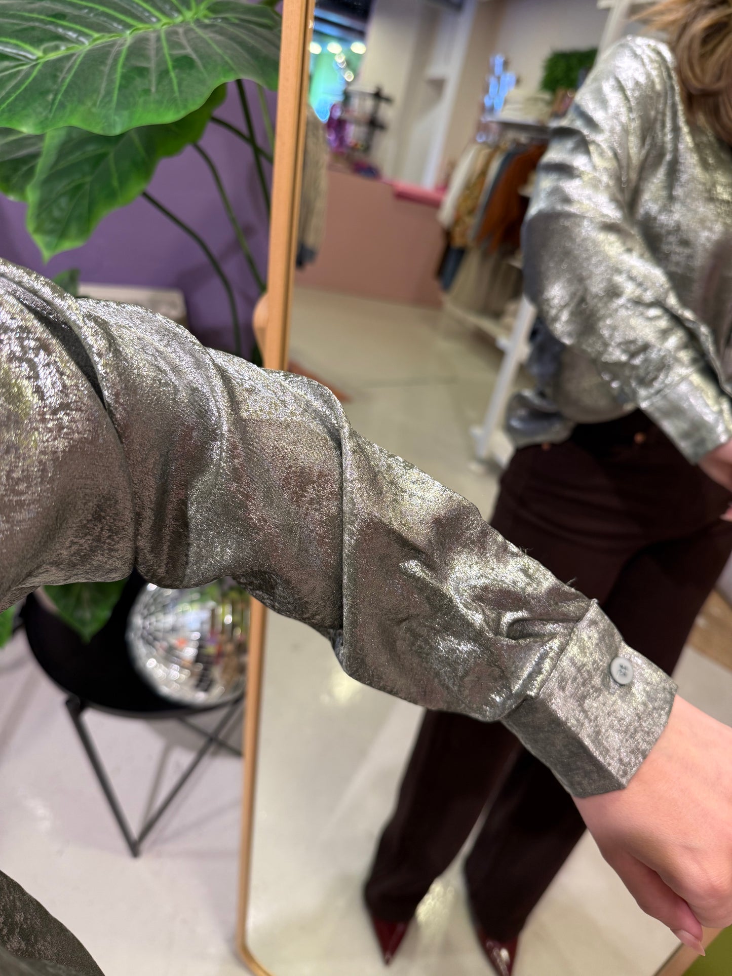 Metallic blouse khaki