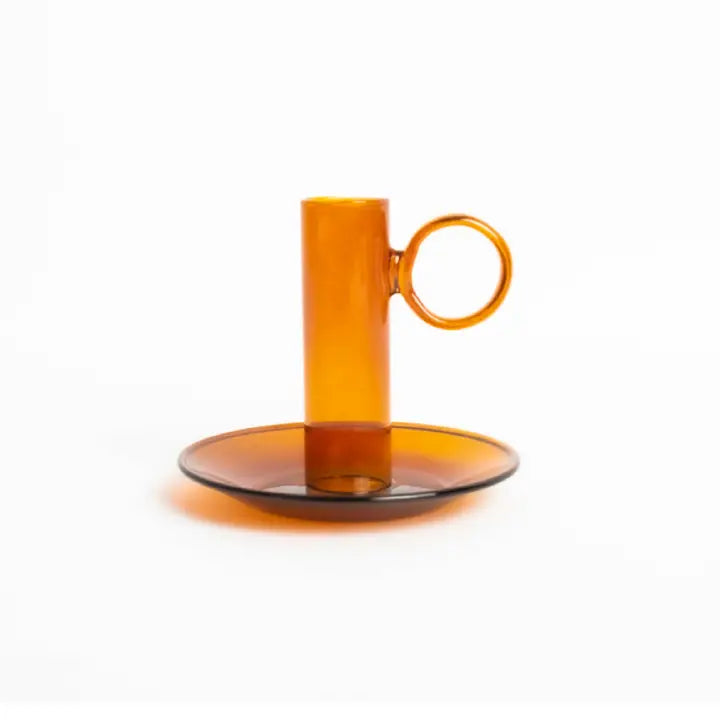 Vintage look glas kandelaar lang