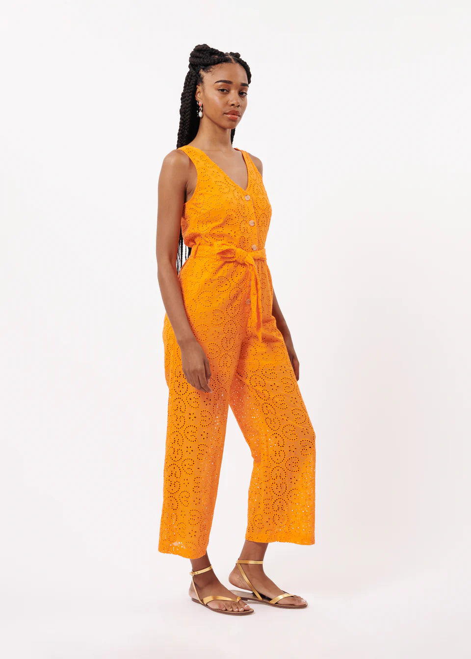 Jumpsuit met embroidery oranje