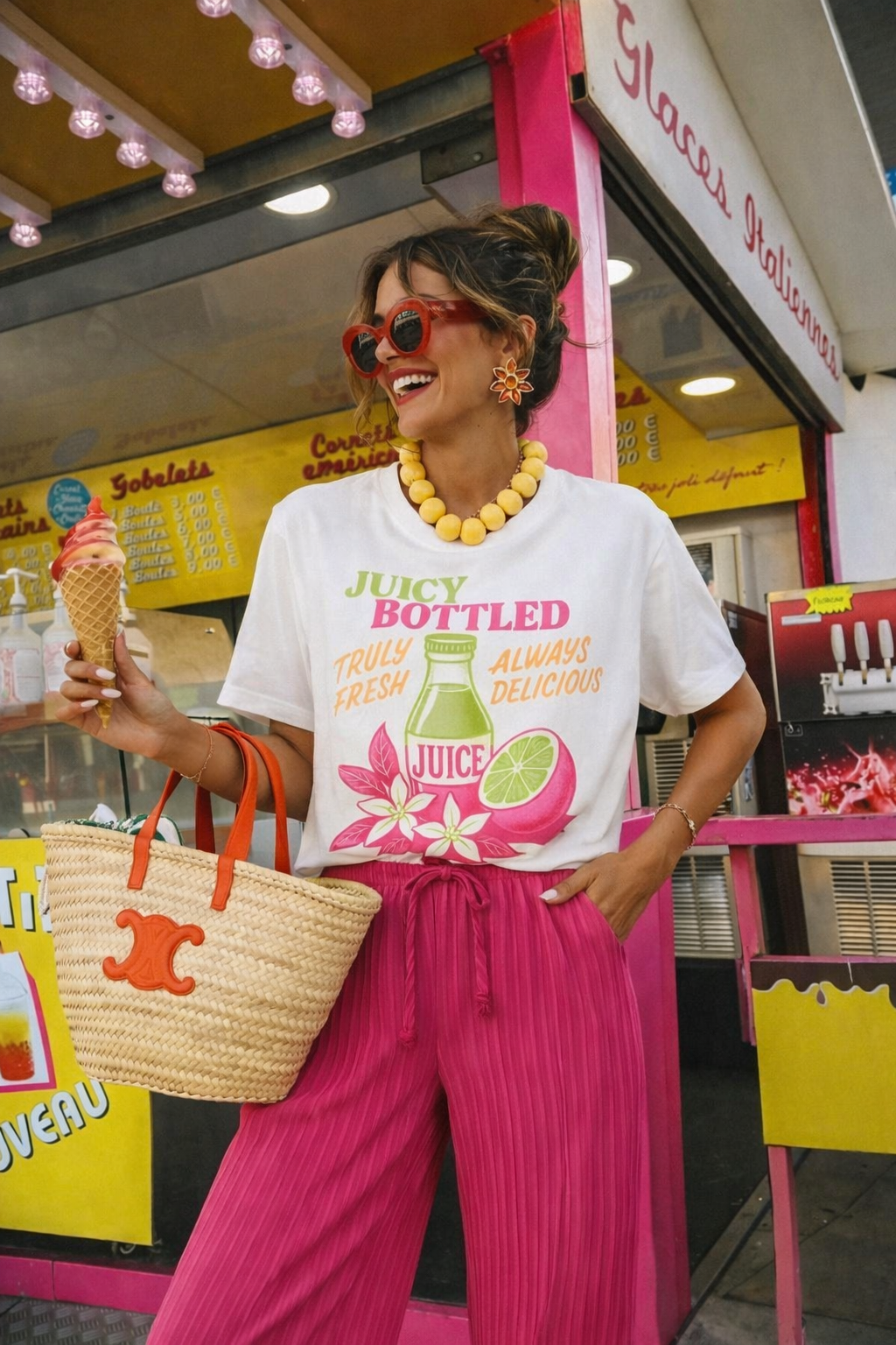 T-shirt juicy bottle berry pink