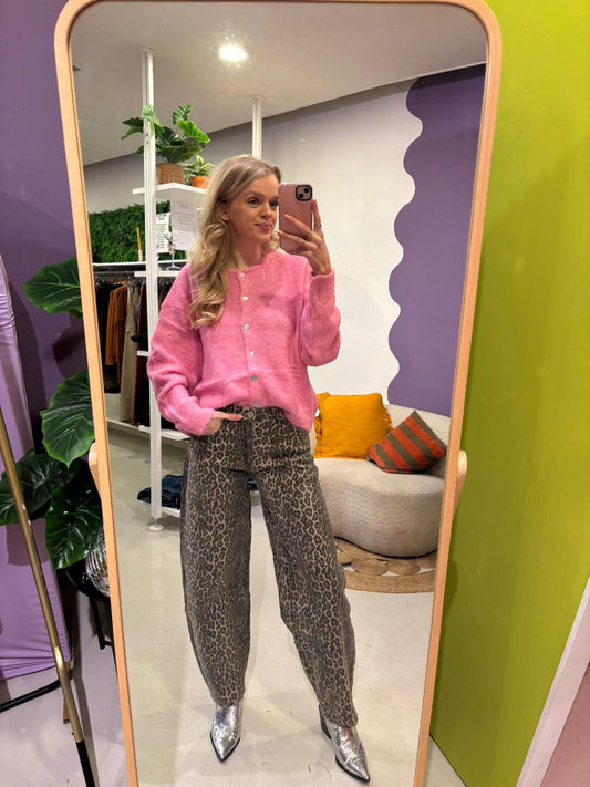 Barrel jeans leopard