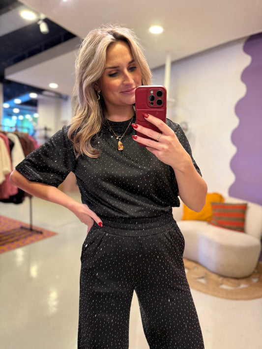 Jasmine top black glitter